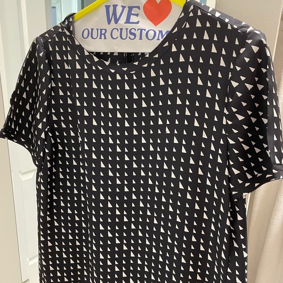 DONATED Theory black/white print silk t-shirt Dress M - Picture 2 of 4
